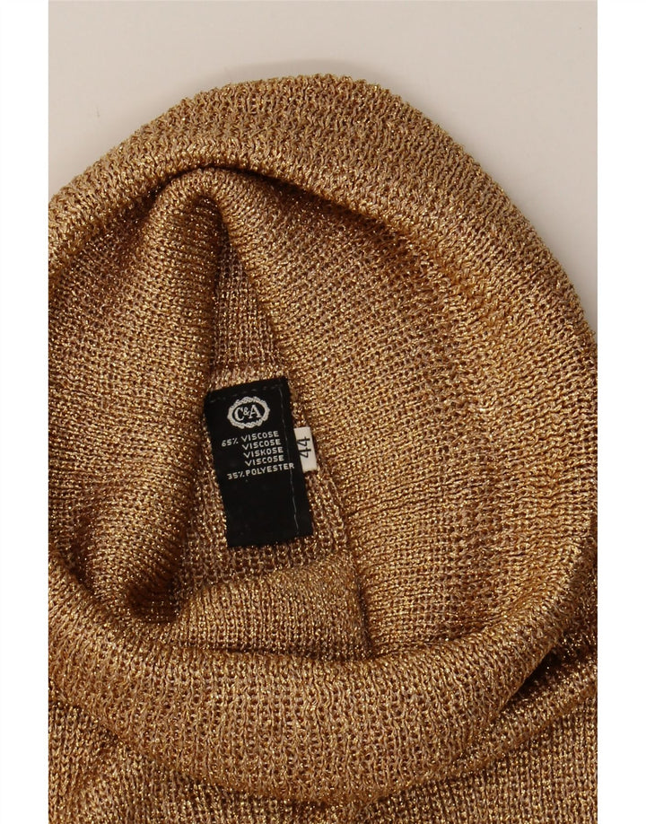 C & A Womens Roll Neck Jumper Sweater IT 44 Medium Gold Flecked Viscose Vintage C & A and Second-Hand C & A from Messina Hembry 
