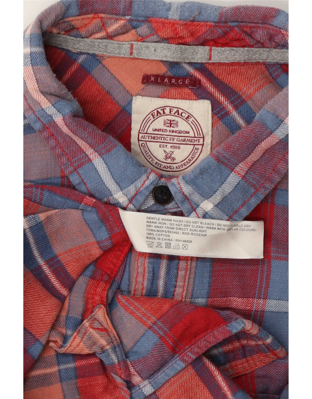 Fat Face Mens Flannel Shirt XL Red Check Cotton