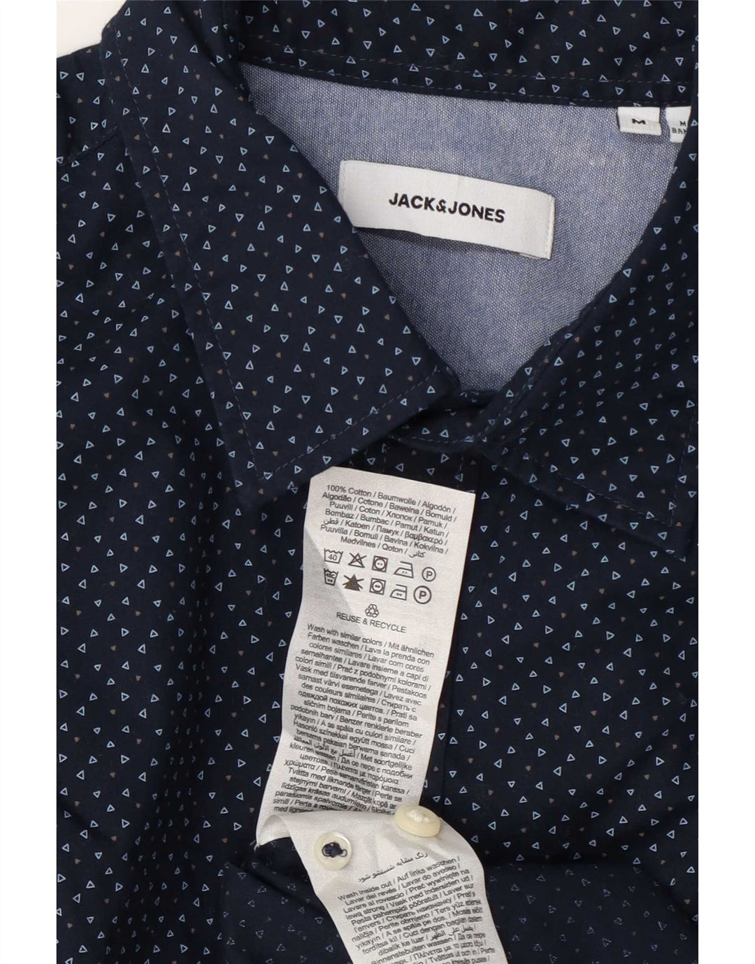 Camisa Jack & Jones Hombre Medium Azul Marino Moteado De Algodón