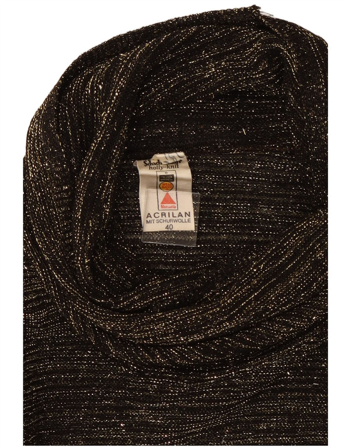 Vintage Womens Roll Neck Jumper Sweater EU 40 Medium Black Flecked