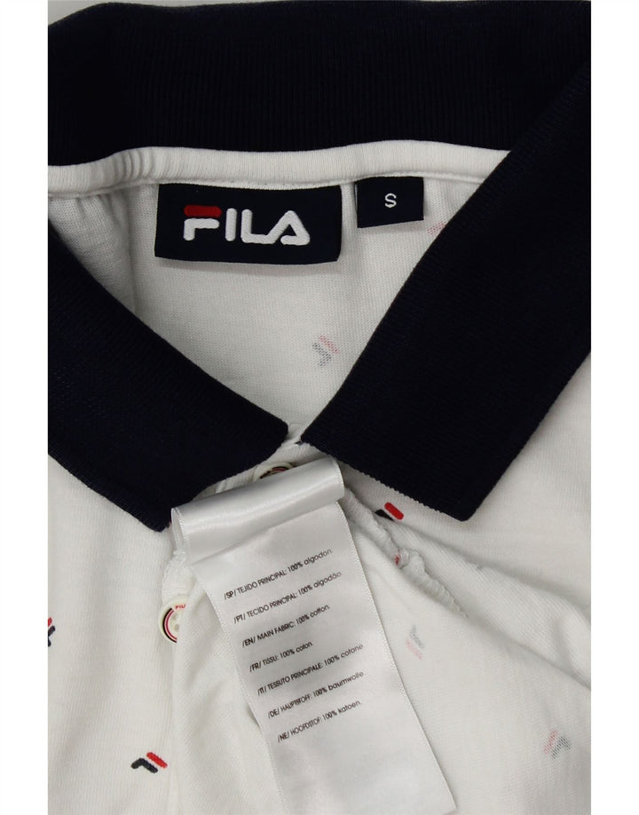 Fila Mens Graphic Polo Shirt Small White Cotton