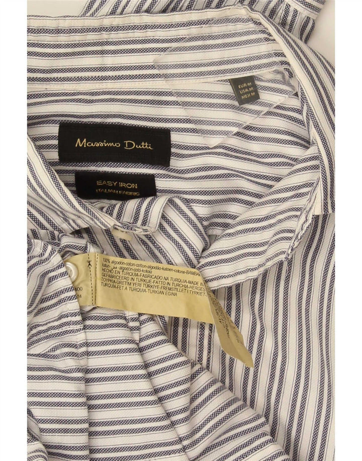 Camicia Uomo Massimo Dutti Cotone Rigato Medio Bianco
