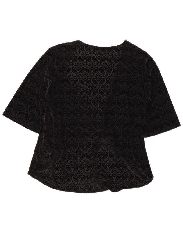 Canottiera aperta da donna in velluto UK 12 Poliestere Paisley nero medio