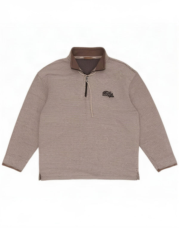 Weird Fish Mens Zip Neck Sweatshirt Jumper XL Grey Flecked Cotton