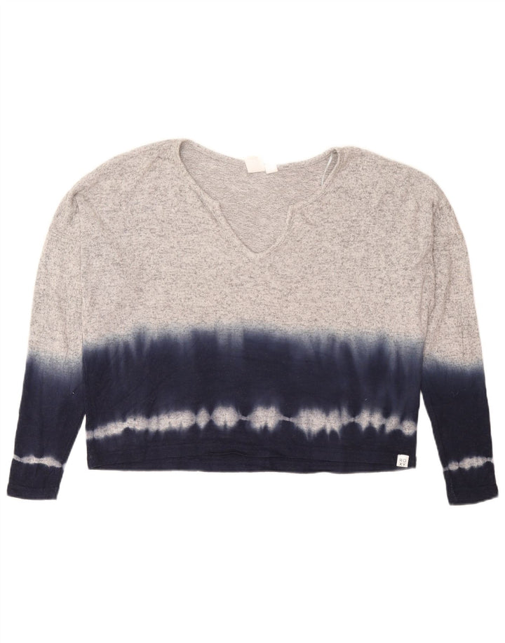 Top oversize da donna Roxy a maniche lunghe UK 10 Small Grigio Tie Dye Viscosa