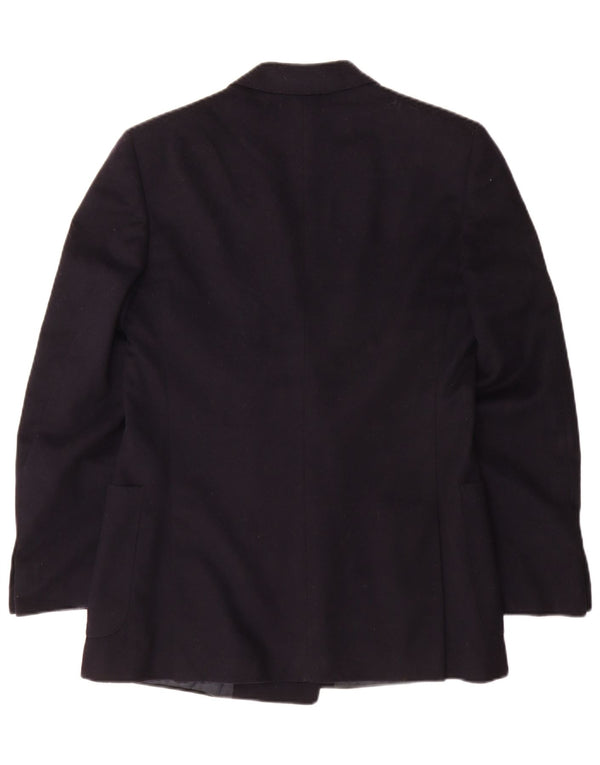 San Remo Mens Double Breasted Blazer Jacket IT 46 Small Navy Blue Wool