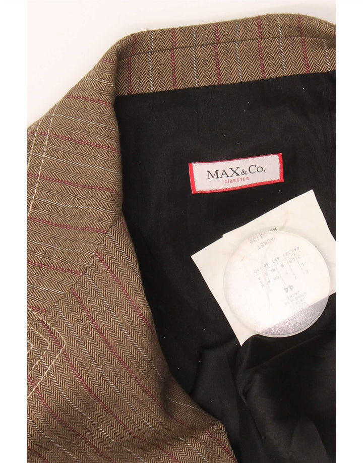 Max & Co. Damen-Blazer mit 3 Knöpfen, UK 12, mittelbraun, gestreift, Acetat