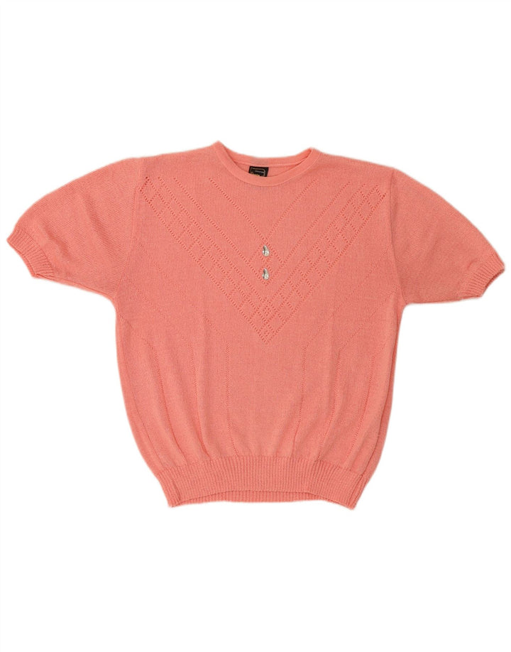 Vintage Womens Short Sleeve Blouse Top IT 44 Medium Pink Acrylic