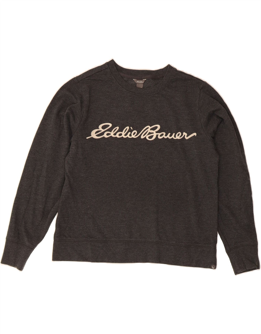 EDDIE BAUER Womens Graphic Oversized Sweatshirt Jumper UK 10 Small Grey Vintage Eddie Bauer and Second-Hand Eddie Bauer from Messina Hembry 
