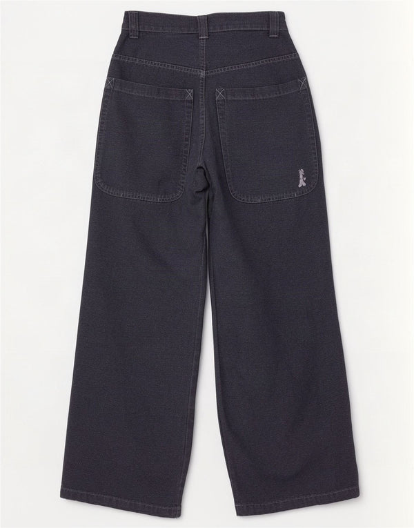 Onyx Womens High Waist Wide Leg Casual Trousers UK 2 2XS W28 L32 Navy Blue
