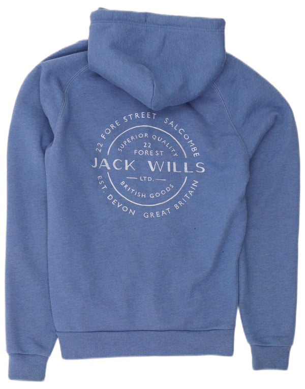 Jack Wills Mens Graphic Zip Hoodie Sweater Small Blue Cotton