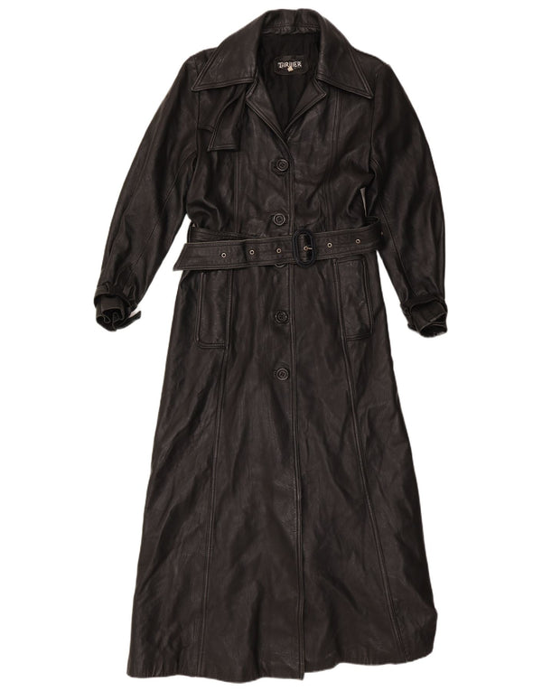 Vintage Womens Leather Coat UK 16 Large Black