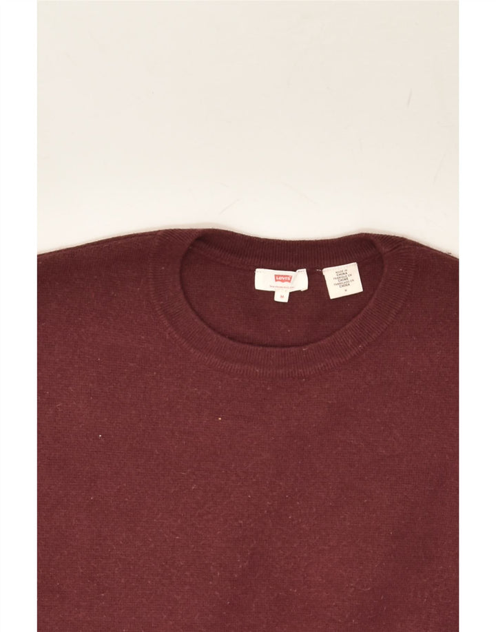 LEVI'S Womens Crew Neck Jumper Sweater UK 14 Medium Maroon Cotton | Vintage Levi's | Thrift | Second-Hand Levi's | Used Clothing | Messina Hembry 
