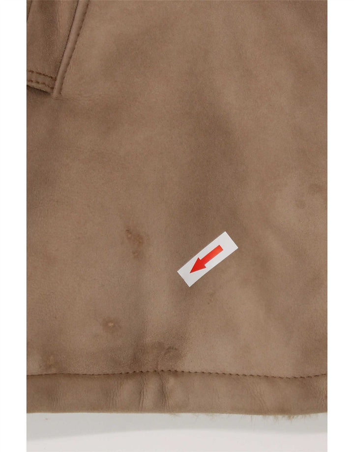 Veste Shearling Femme Vintage UK 8 Petit Brun