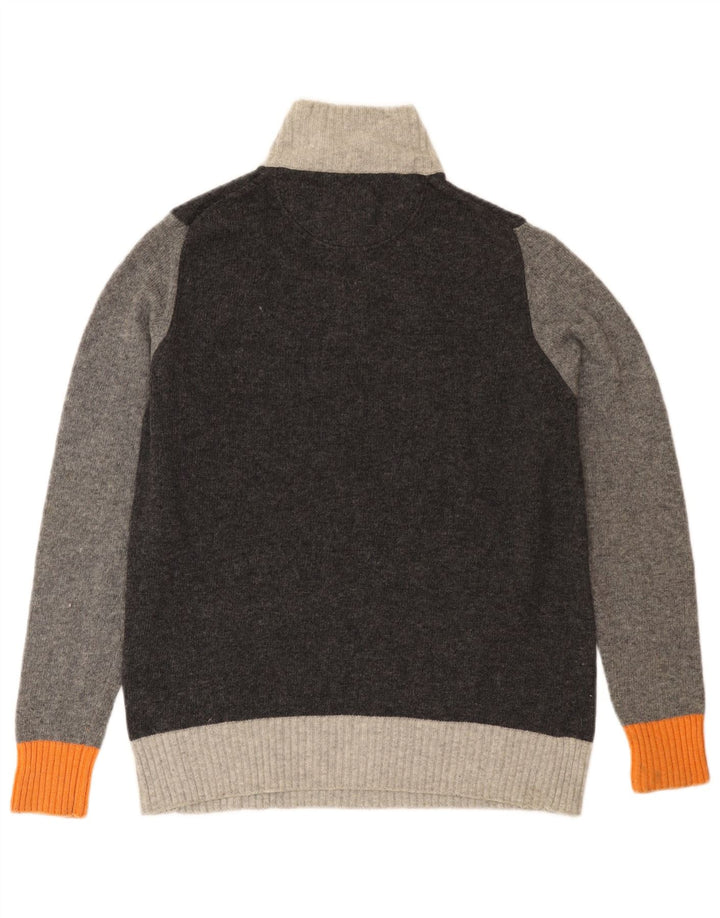 TRUSSARDI Herre sweater med lynlåshals mellemgrå Colourblock Uld