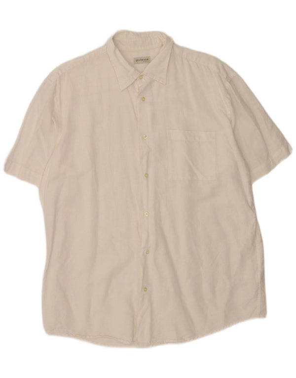 Oviesse Mens Short Sleeve Shirt Size 41/42 Large White Linen