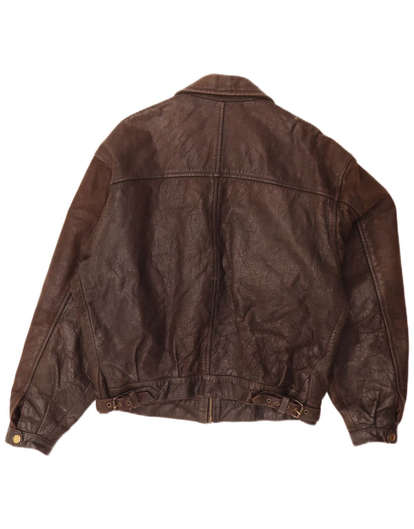 Vintage Mens Leather Jacket IT 50 Large Brown