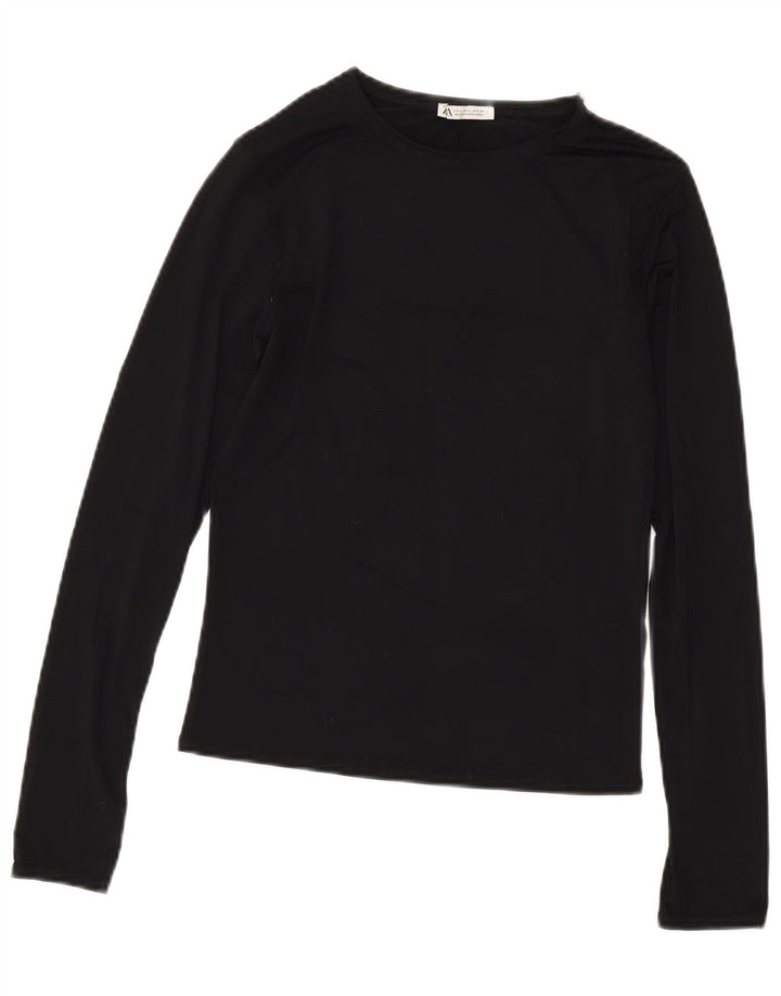 ZARA Womens Stretch Crop Top Long Sleeve UK 14 Large Black