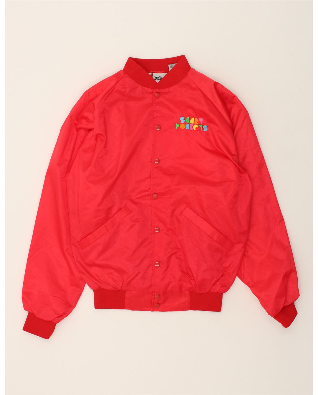 VINTAGE Mens Bomber Jacket UK 38 Medium Red Nylon Vintage Vintage and Second-Hand Vintage from Messina Hembry 