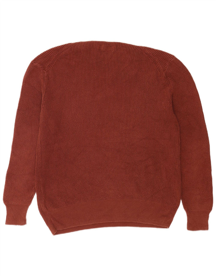 All Saints Mens Crew Neck Jumper Sweater Medium Brown Cotton