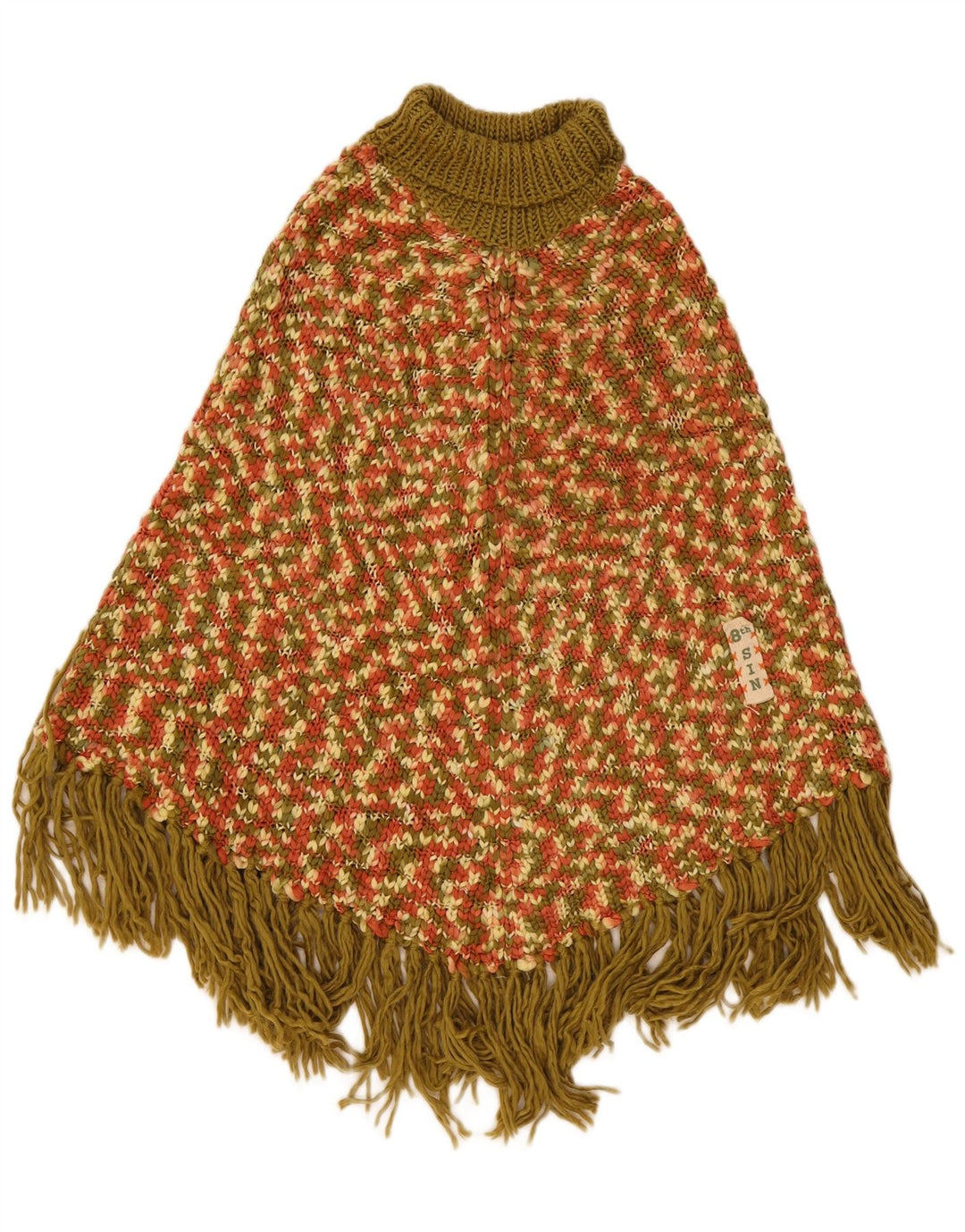 Eighth Sin Poncho-Pullover für Damen, Einheitsgröße, mehrfarbig geflecktes Acryl