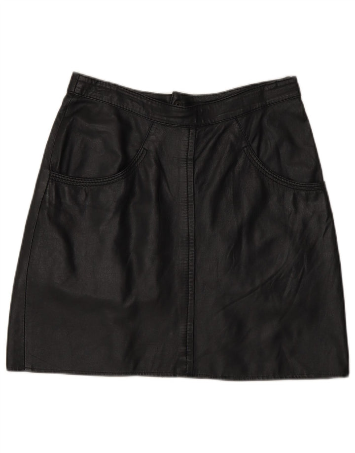 Vintage Womens Mini Leather Skirt IT 44 Medium W28 Black