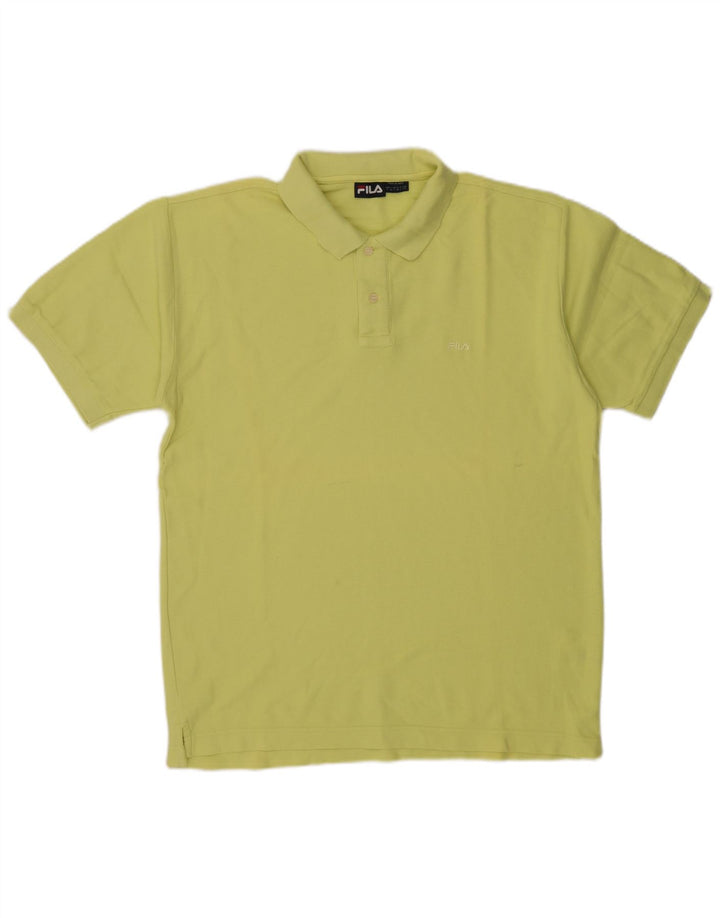 Fila Mens Polo Shirt Large Yellow Cotton