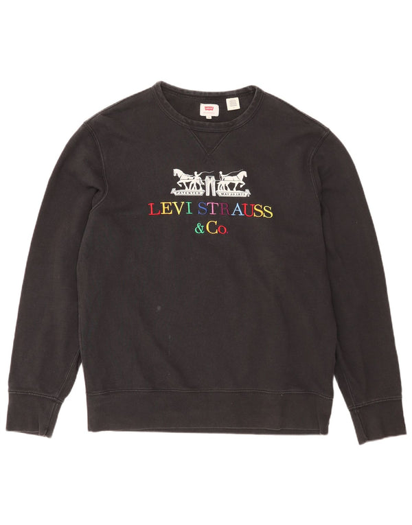 Levi's Mens Graphic Sweatshirt Jumper Medium Black Cotton