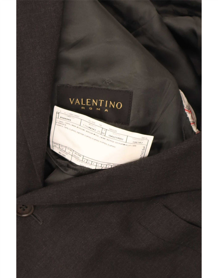 Valentino Mens 3 Button Blazer Jacket IT 54 2XL Grey Wool