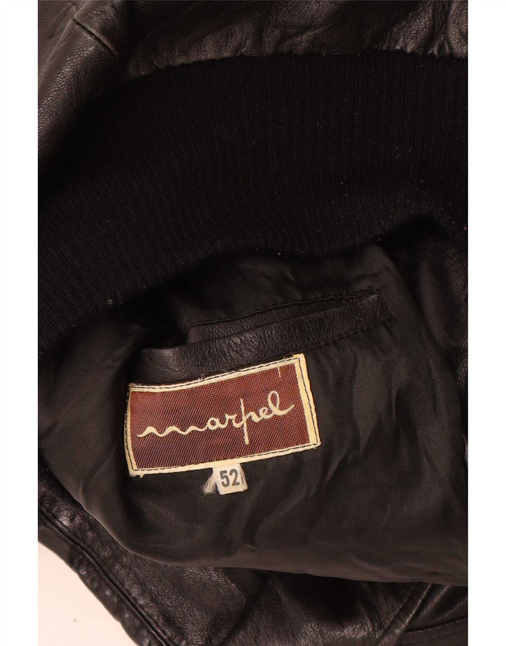 Marpel Mens Leather Jacket IT 52 XL Black