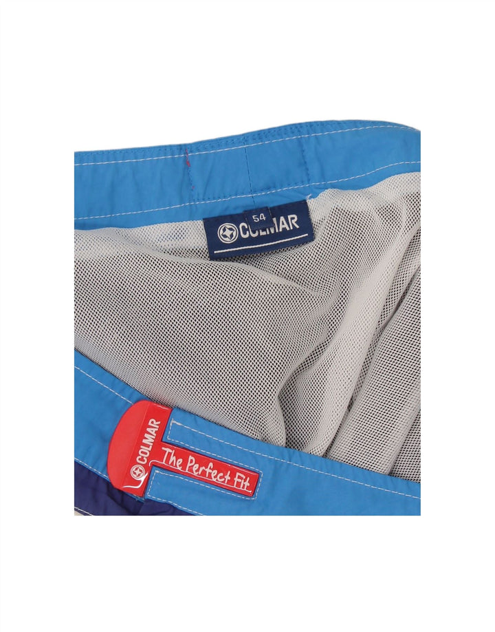 COLMAR Mens Swimming Shorts IT 54 Large  Navy Blue Colourblock Polyester Vintage Colmar and Second-Hand Colmar from Messina Hembry 