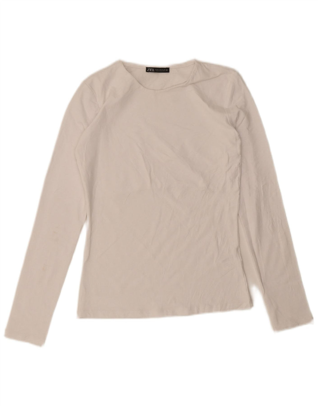 Zara Womens Top Long Sleeve UK 12 Medium White Cotton