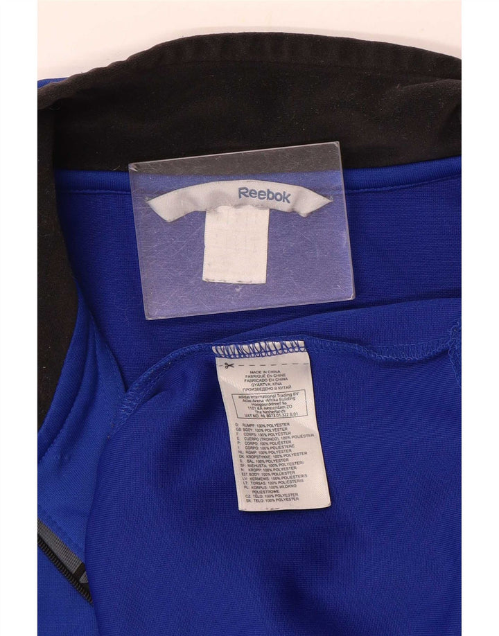 Reebok Mens Graphic Zip Neck Pullover Tracksuit Top Large Blue Polyester