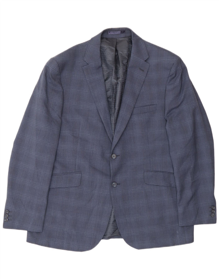 Pierre Cardin Herre 2-knaps blazerjakke IT 56 3XL Marineblå ternet uld
