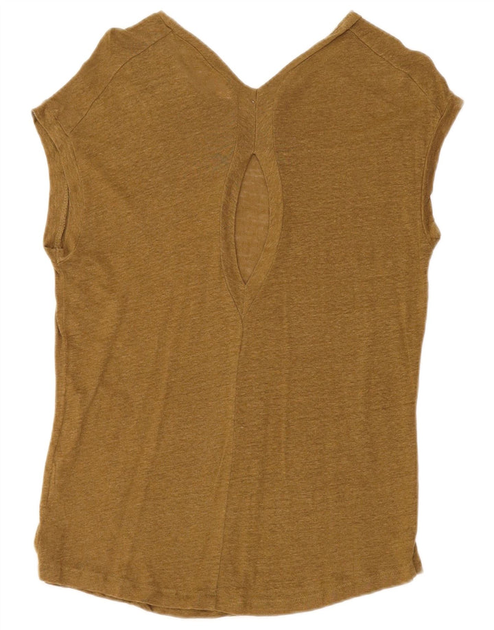 Zara Womens Blouse Top UK 10 Small Khaki