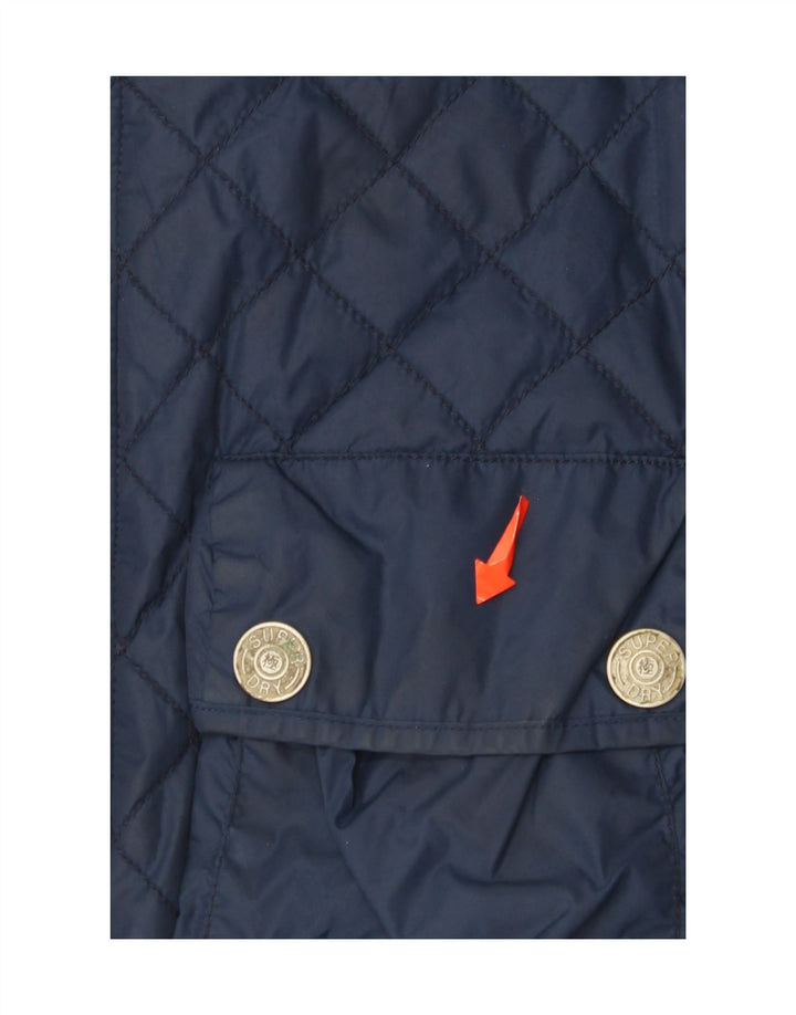 Damska pikowana kurtka Superdry UK 14, średni granatowy nylon