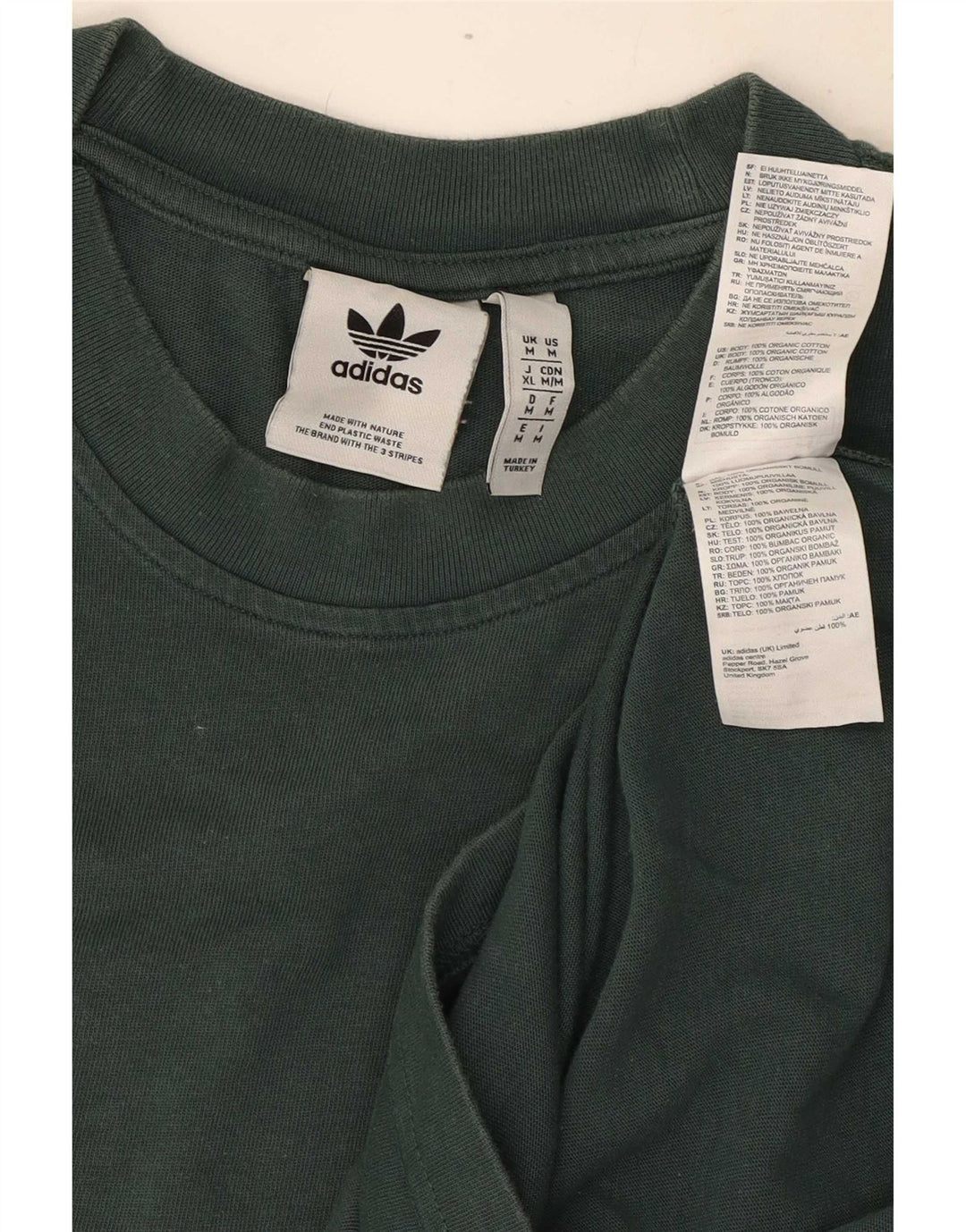 Adidas Mens T-Shirt Top Medium Green Cotton