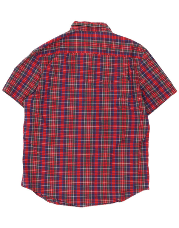 Penguin Mens Short Sleeve Shirt Medium Red Check Cotton