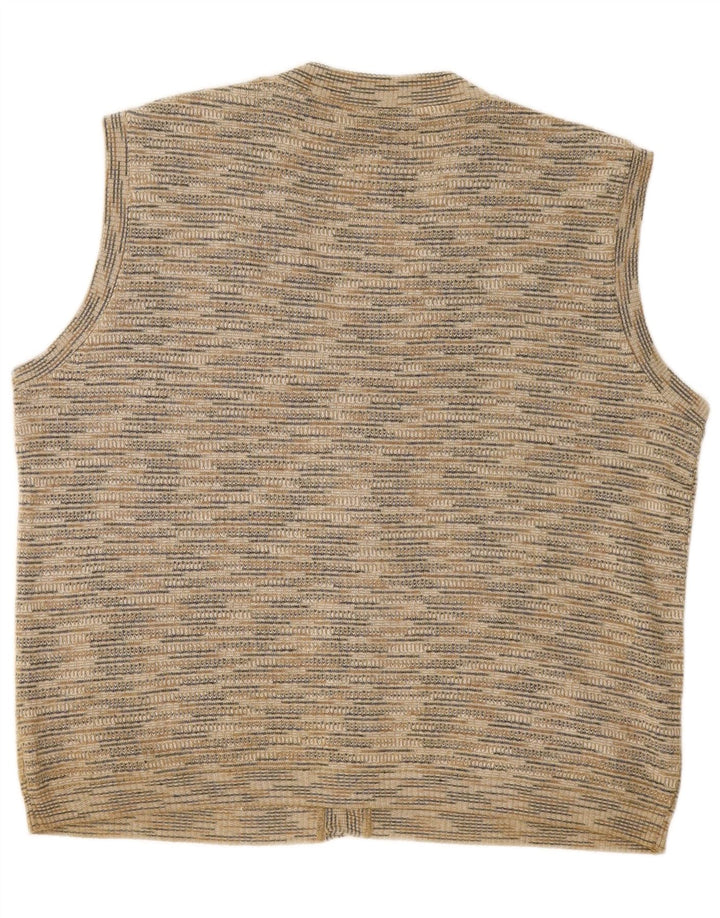 Mapier Mens Sleeveless Cardigan Sweater Medium Beige Flecked Cotton