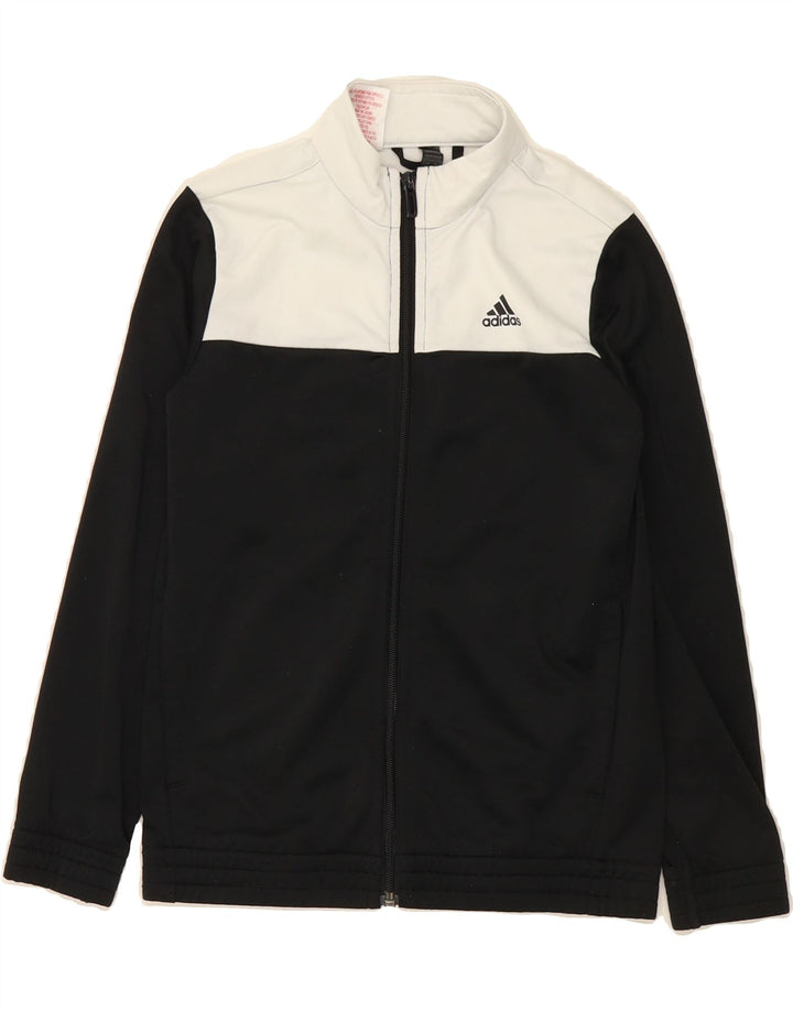 ADIDAS Boys Tracksuit Top Jacket 9-10 Years Black Colourblock Polyester Vintage Adidas and Second-Hand Adidas from Messina Hembry 