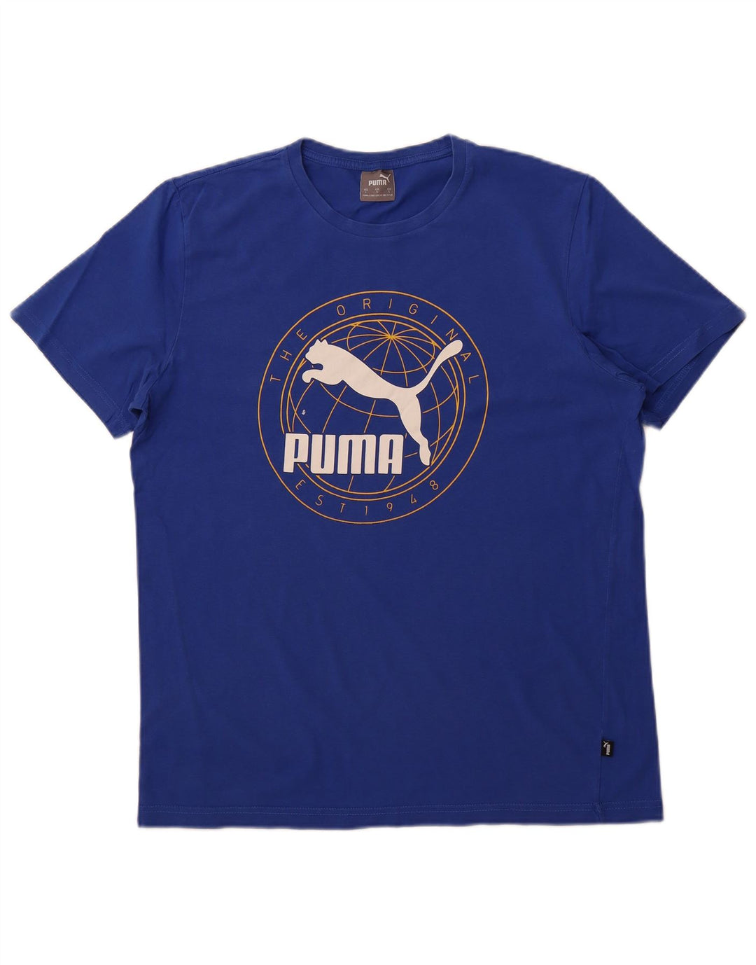 PUMA Mens Graphic T-Shirt Top Large Blue Cotton