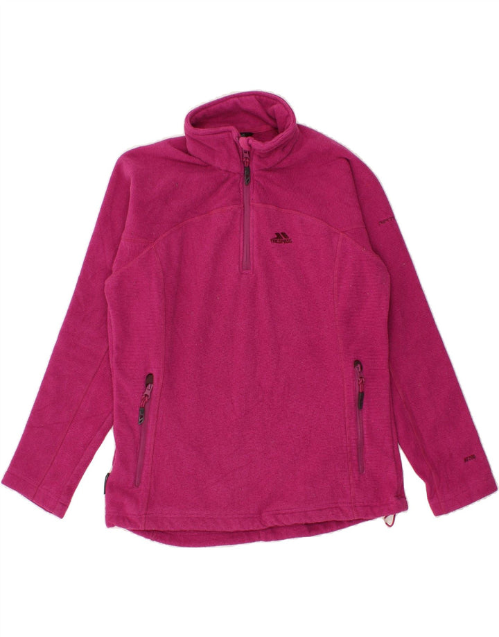 TRESPASS Womens Zip Neck Fleece Jumper UK 14 Medium Pink Polyester Vintage Trespass and Second-Hand Trespass from Messina Hembry 