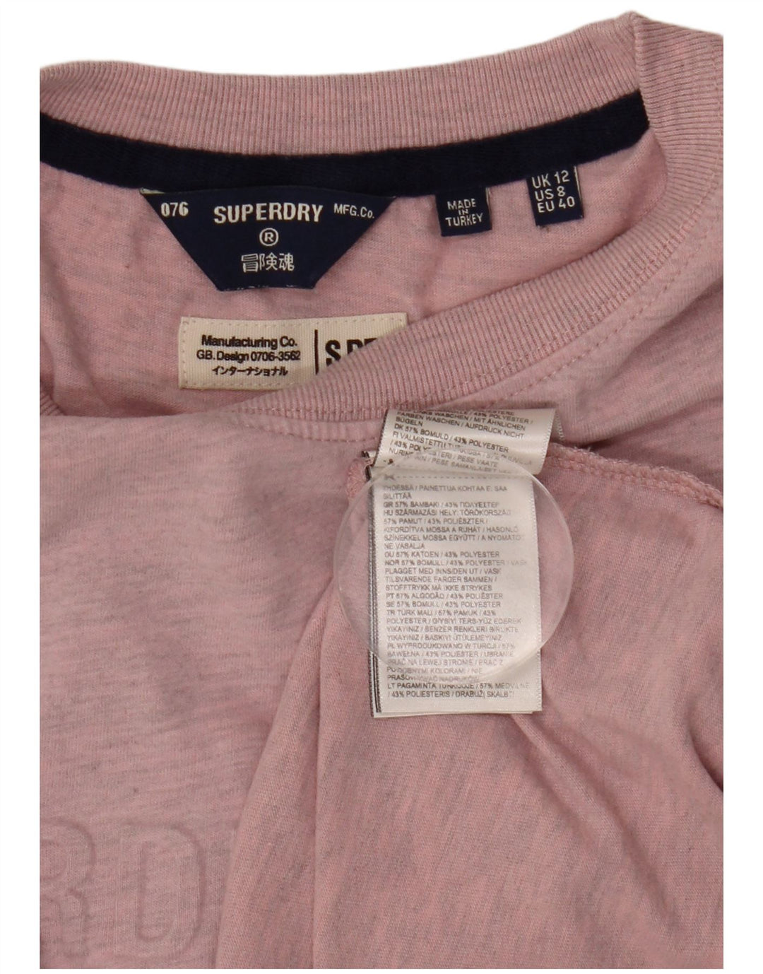 Superdry Womens Graphic T-Shirt Top UK 12 Medium Pink Polyester