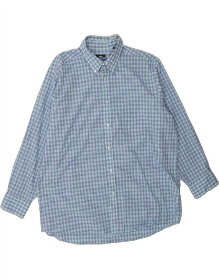 IZOD Mens Regular Fit Shirt Size 17 1/2 XL Blue Check Vintage Izod and Second-Hand Izod from Messina Hembry 