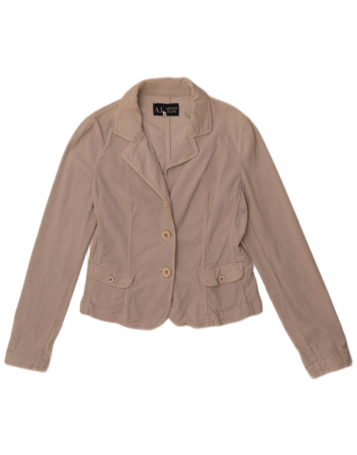 Armani Jeans Damen 3-Knopf-Blazer aus Cord, UK 12, Mittelgrau