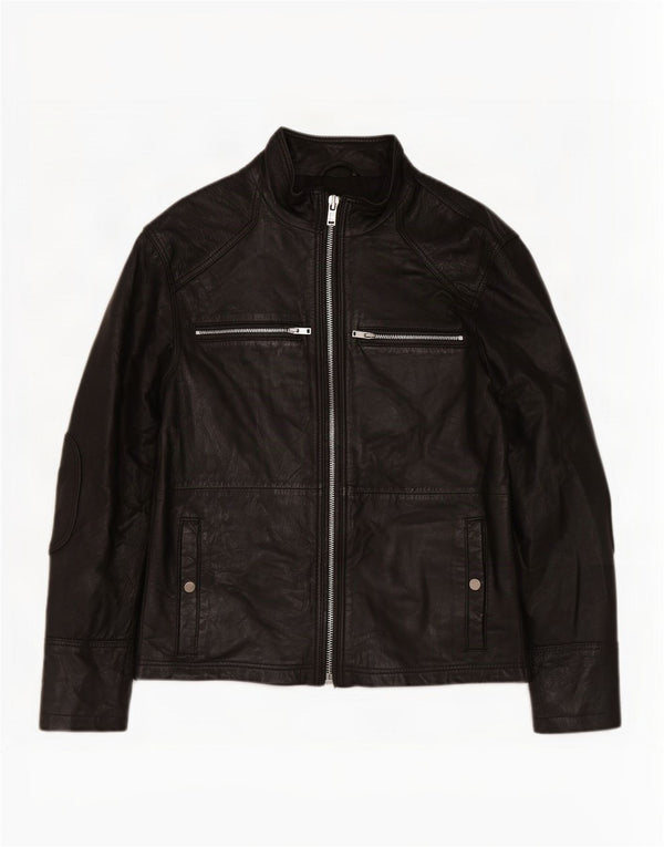 Ανδρικό Δερμάτινο Μπουφάν BARNEYS UK 38 Medium Black