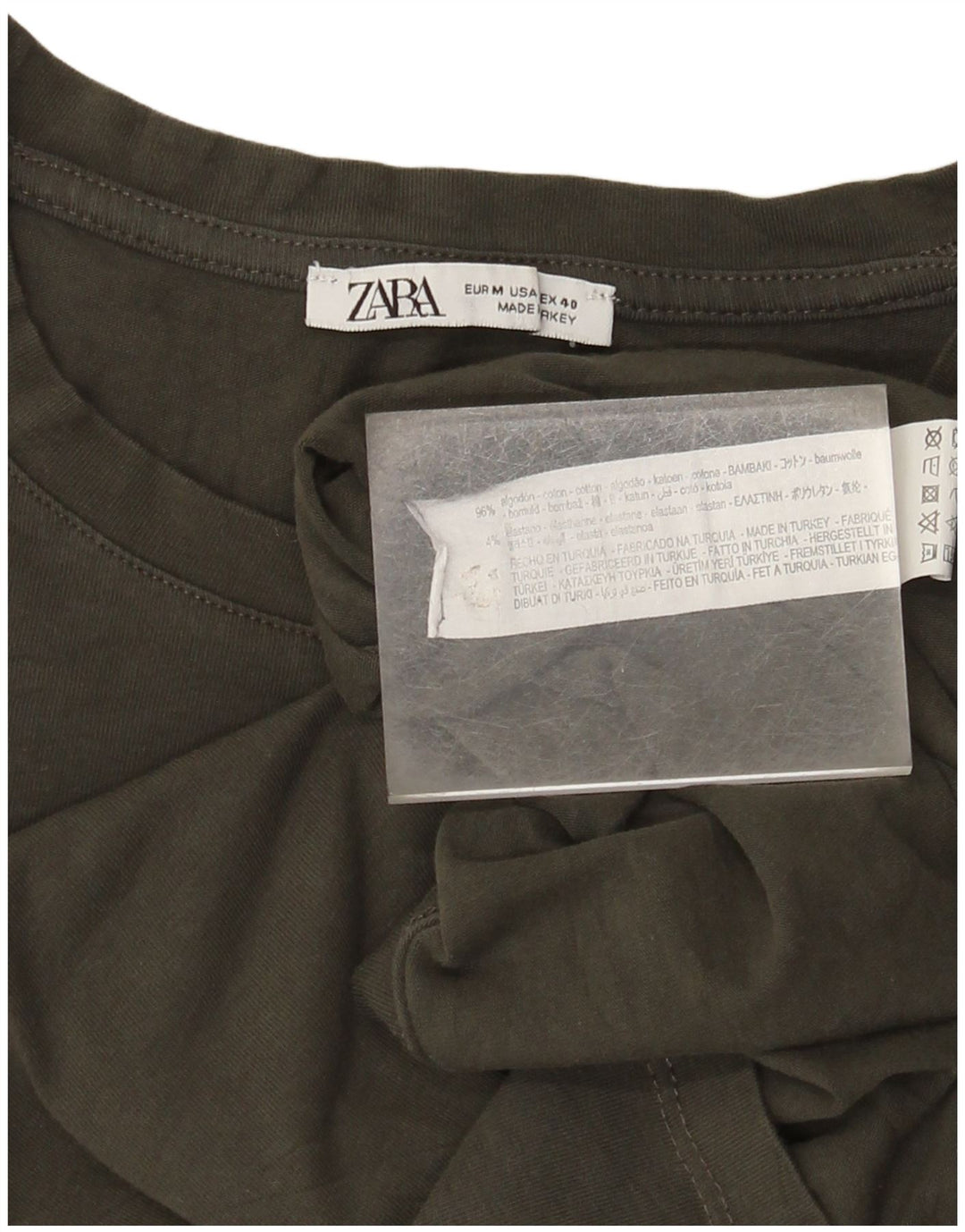 Zara Mens T-Shirt Top Medium Brown Cotton