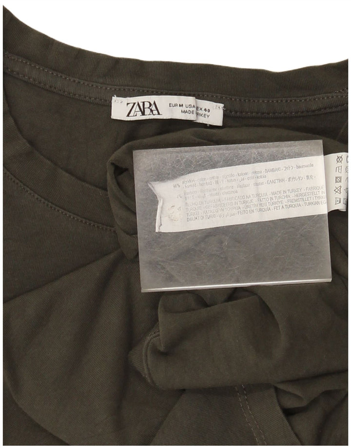 Zara Mens T-Shirt Top Medium Brown Cotton