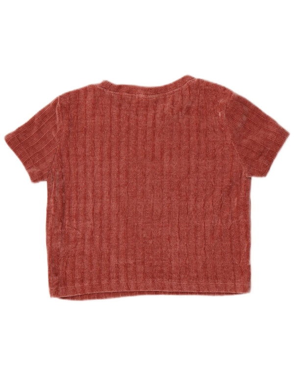 T-shirt damski Zara Trafaluc Crop Welurowy top UK 12, średni czerwony poliester