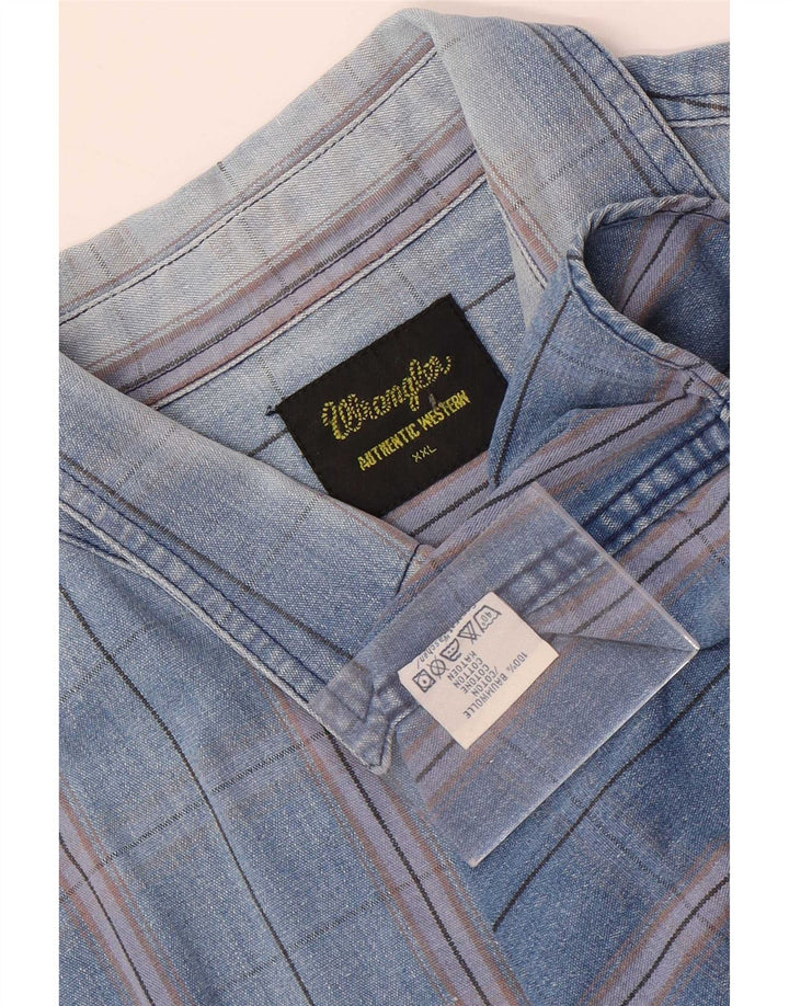Wrangler Mens Western Shirt 2XL Blue Check Cotton